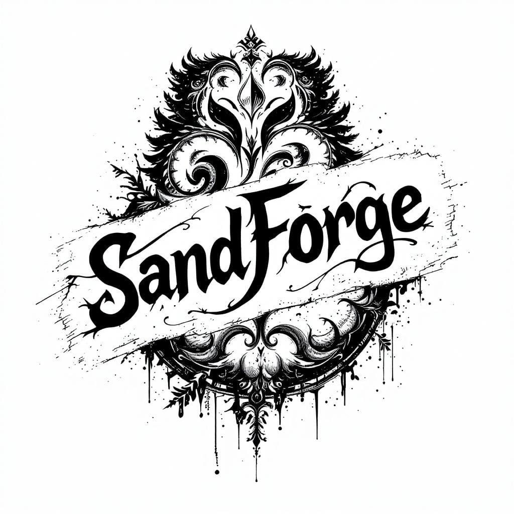 Bold Charcoal Drawing of a Black and White Label