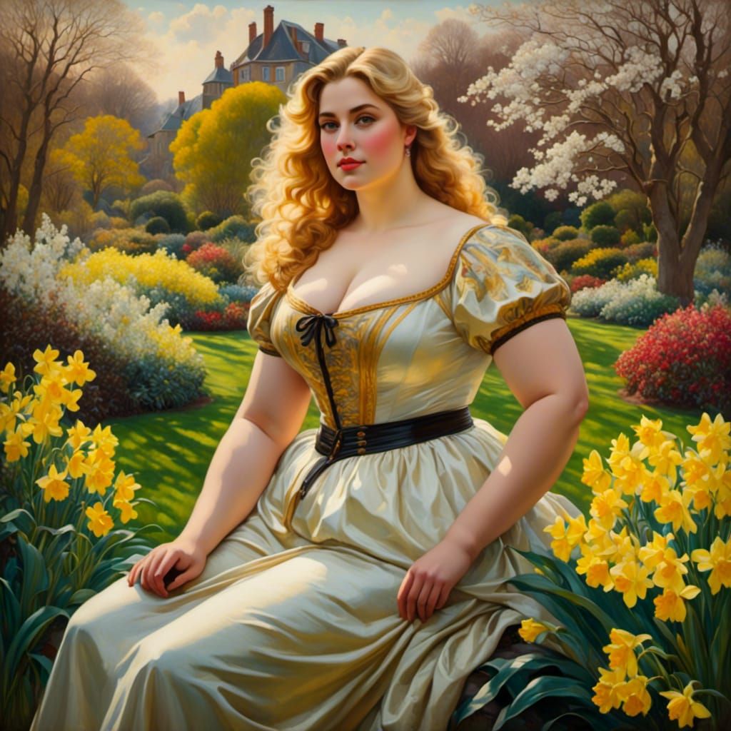 Pre-Raphaelite Spring Garden Portrait