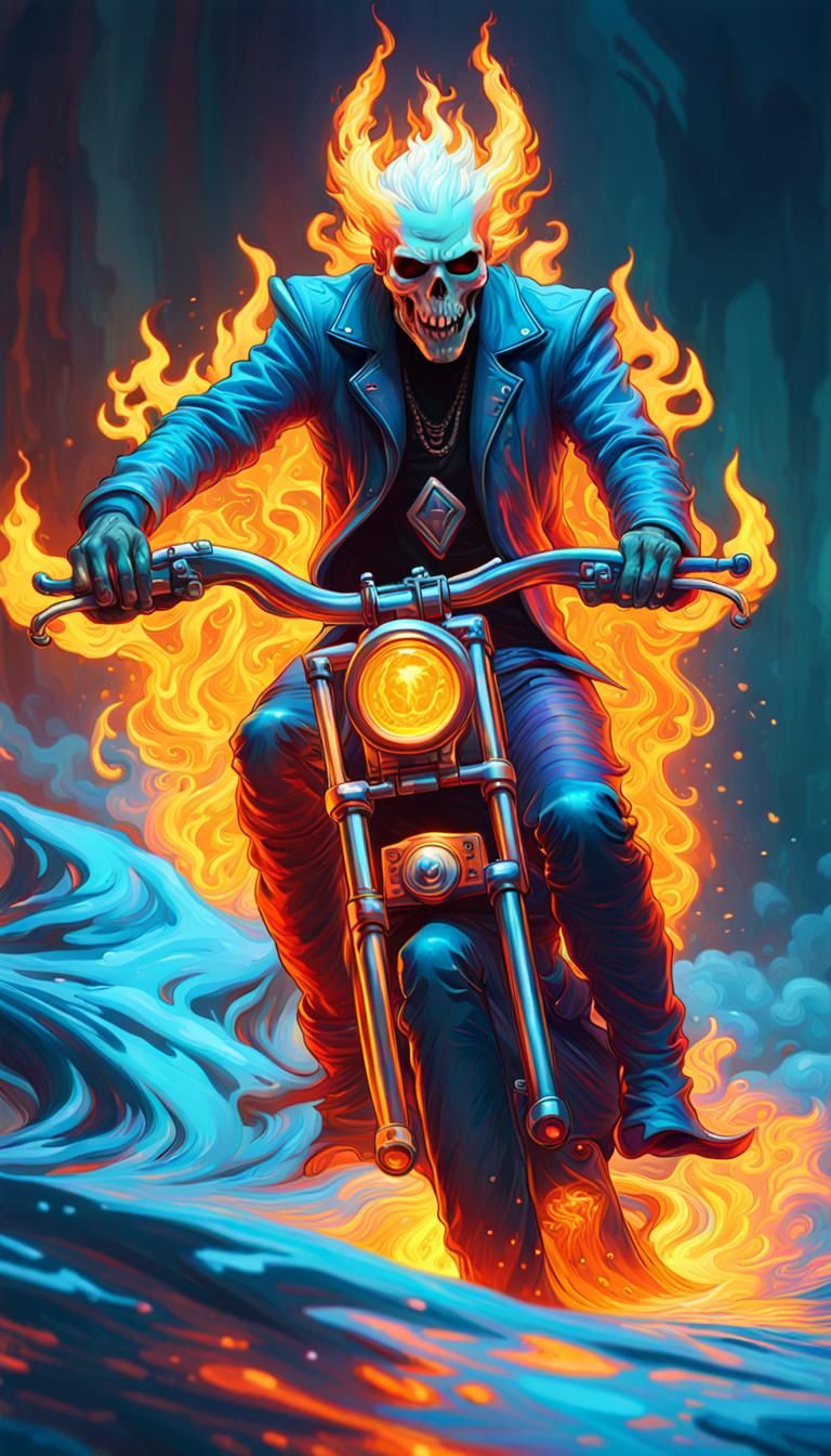 Psychedelic Ice King Ghost Rider: Hyper Detailed Art
