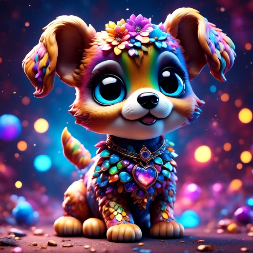 Pixar Puppy with Big Eyes in 3D