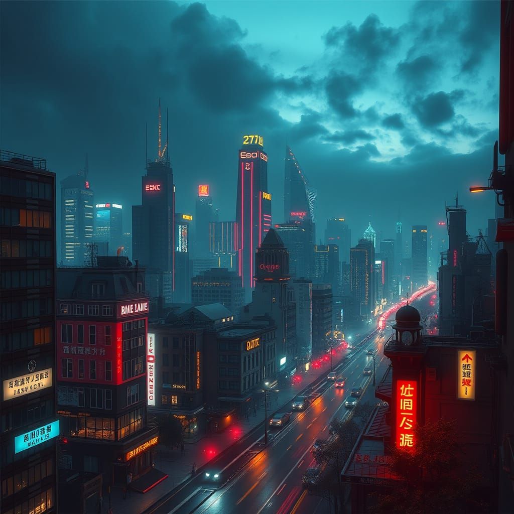 Cyberpunk Cityscape at Night