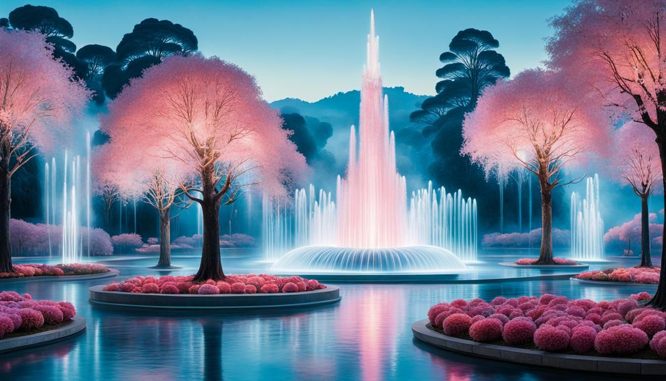 Surreal Landscape with Glowing Trees in Fusion Style