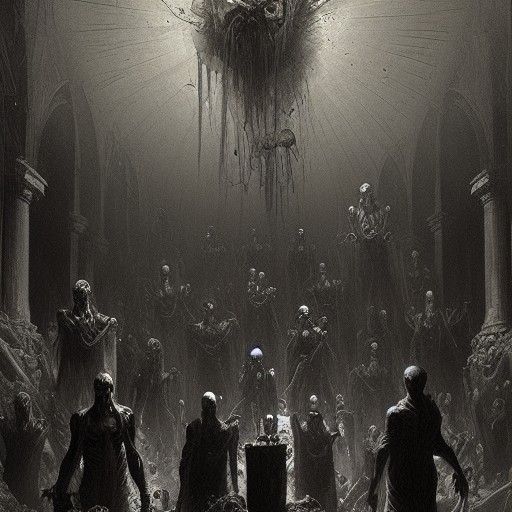 Terrifying Necromorphs in Gothic Horror Style