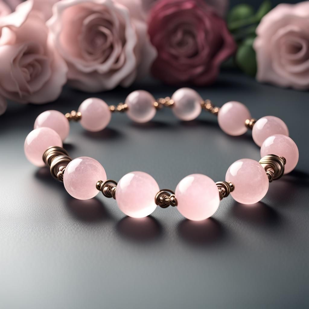 Rose Quartz Bracelet: Cinematic Digital Art