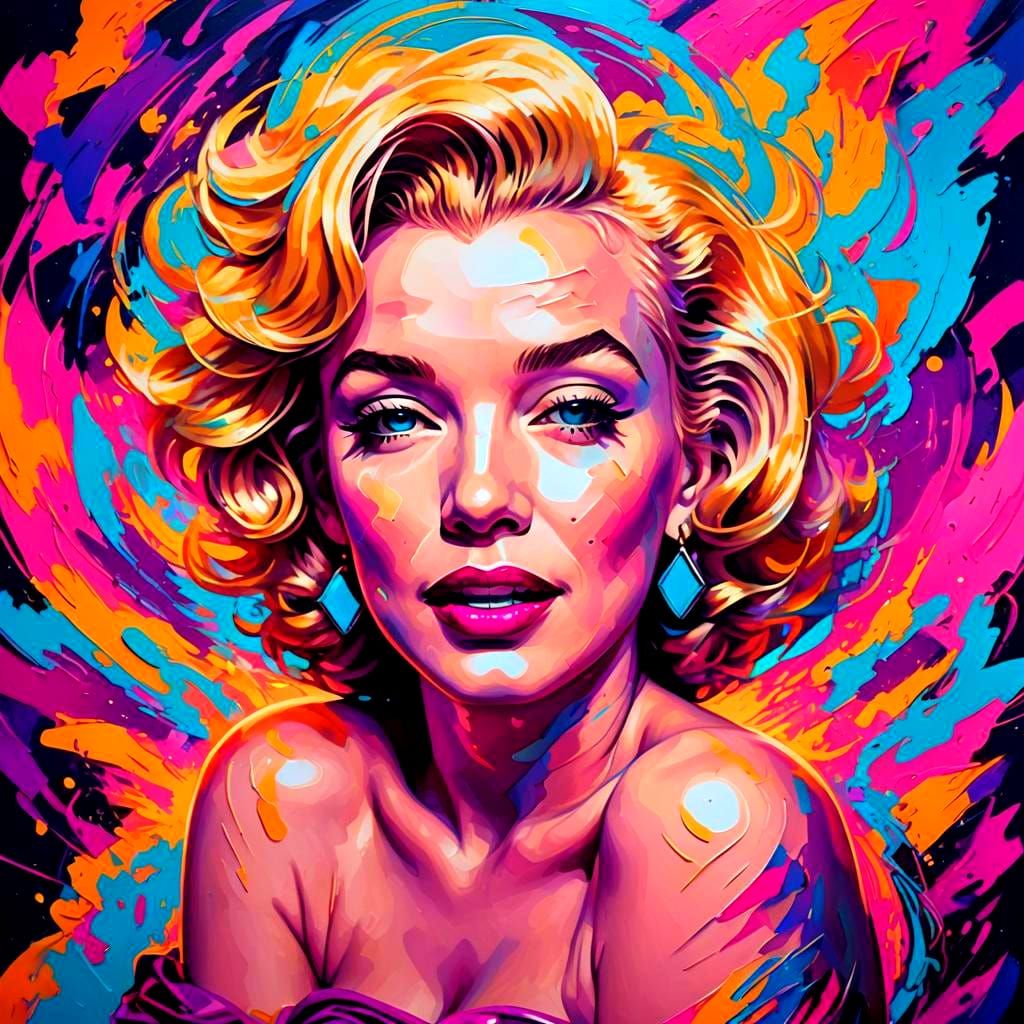 Marilyn Monroe Pop Art Portrait in Warhol Style