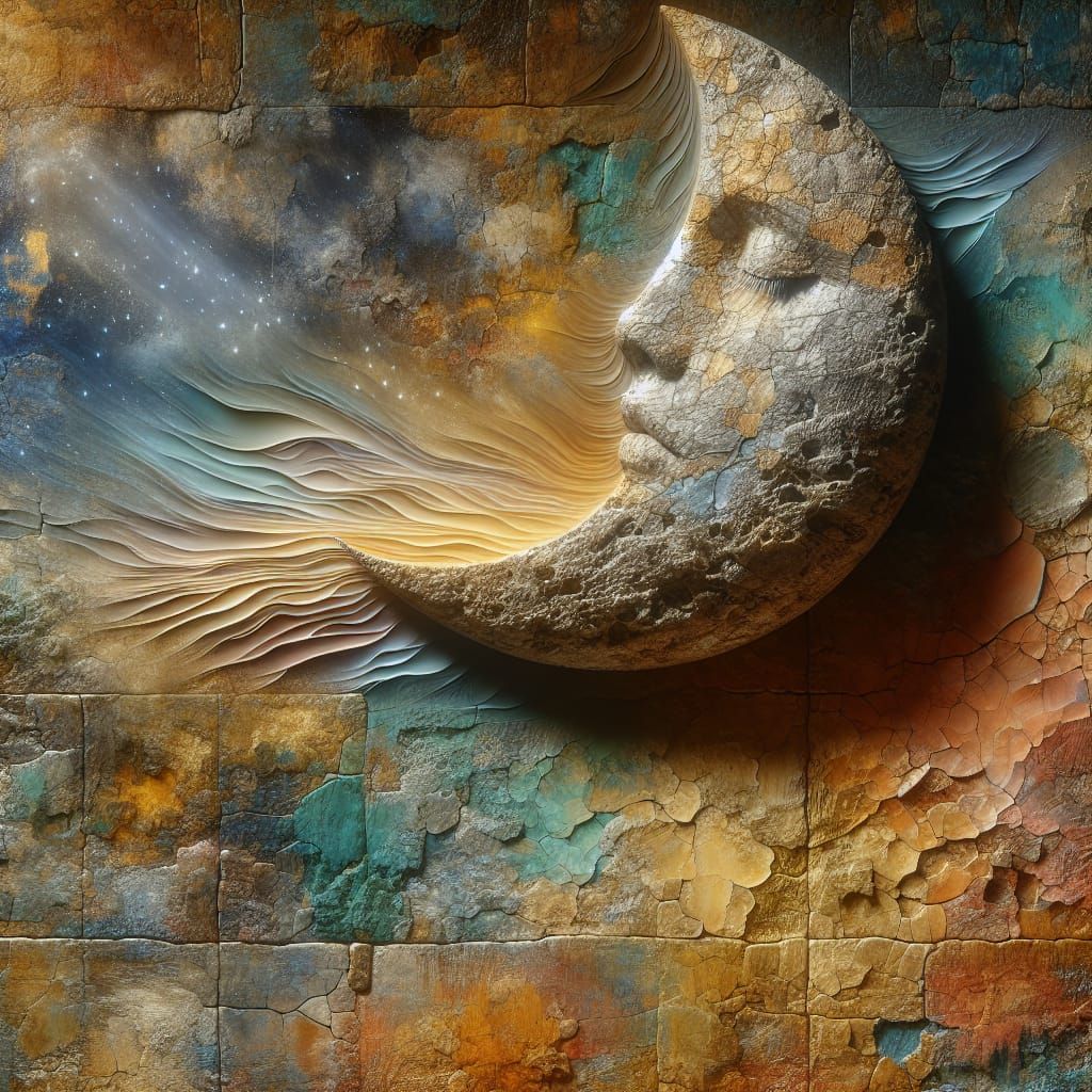 Surreal Stone Plane Emerges from Textured Wall