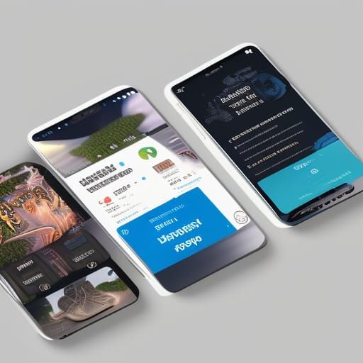 Mobile App Product Listing Mockup in Fantasy Style