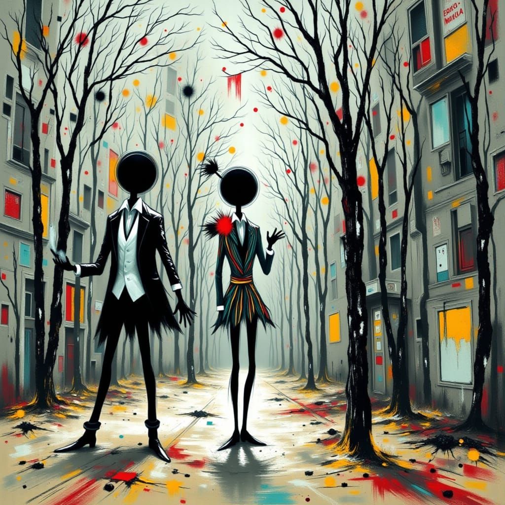 Alien Dancers in Black Theater Style