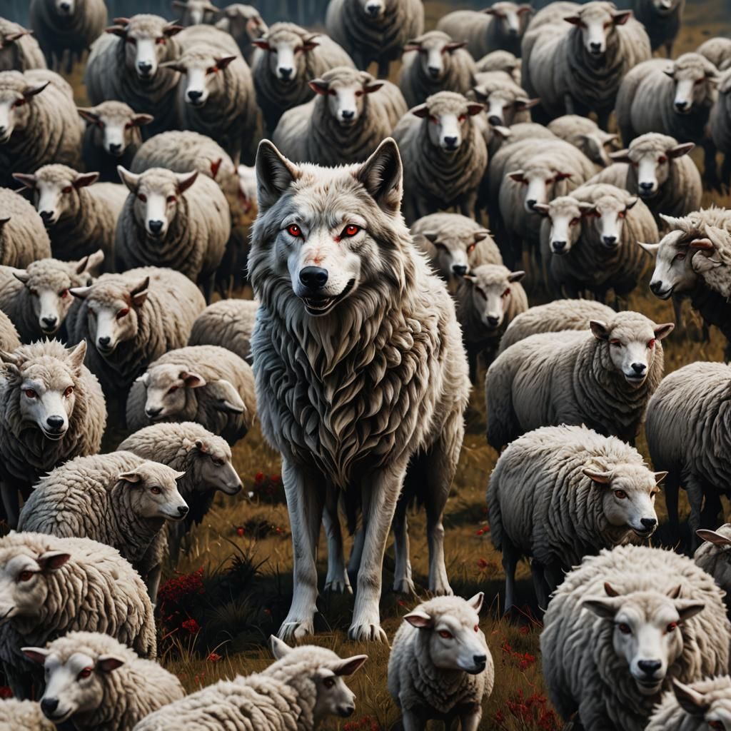 Red-Eyed Wolf in Sheep's Clothing: Fantasy Concept Art