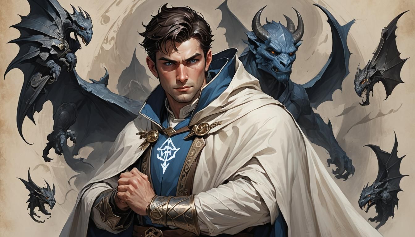 Young Transmutation Wizard with White Flying Cat