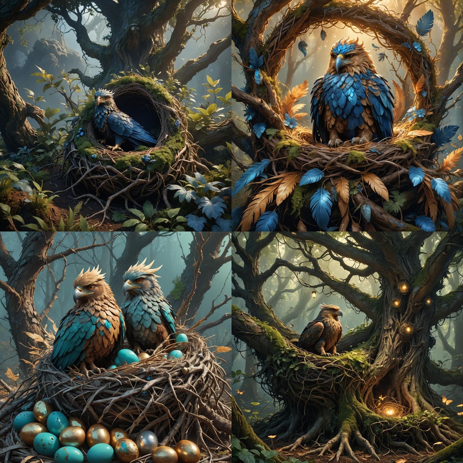 Earth Griffin in Nest: Detailed Matte Painting