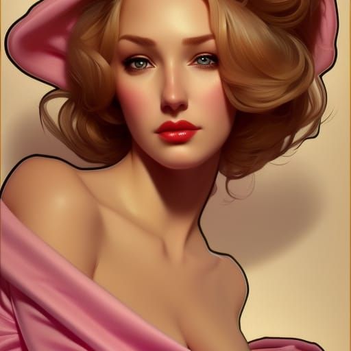 Haute Couture Woman in Art Nouveau Style