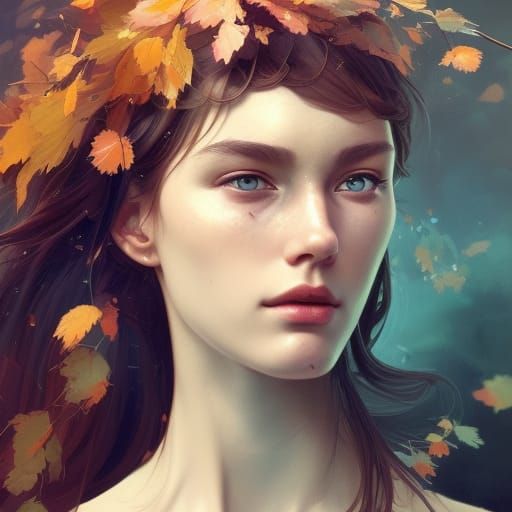 Four Seasons Portrait in Art Nouveau Style