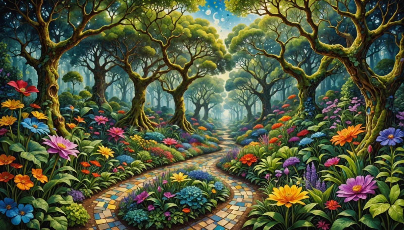 Fractal Garden in Hyperrealistic Style
