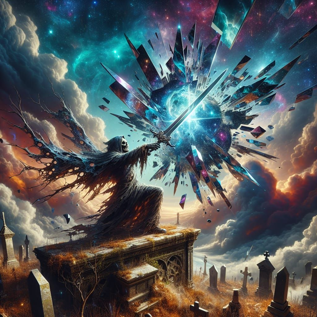 Celestial Sword Breaks the Sky in Cosmic Colors