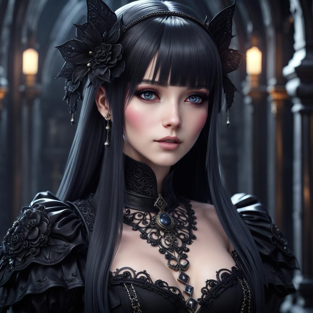 Anime Girl in Gothic Style Concept Art