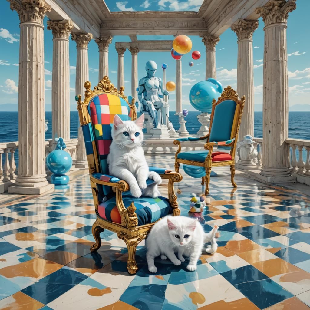Surreal Chessboard World with Alien Woman, Digital Art