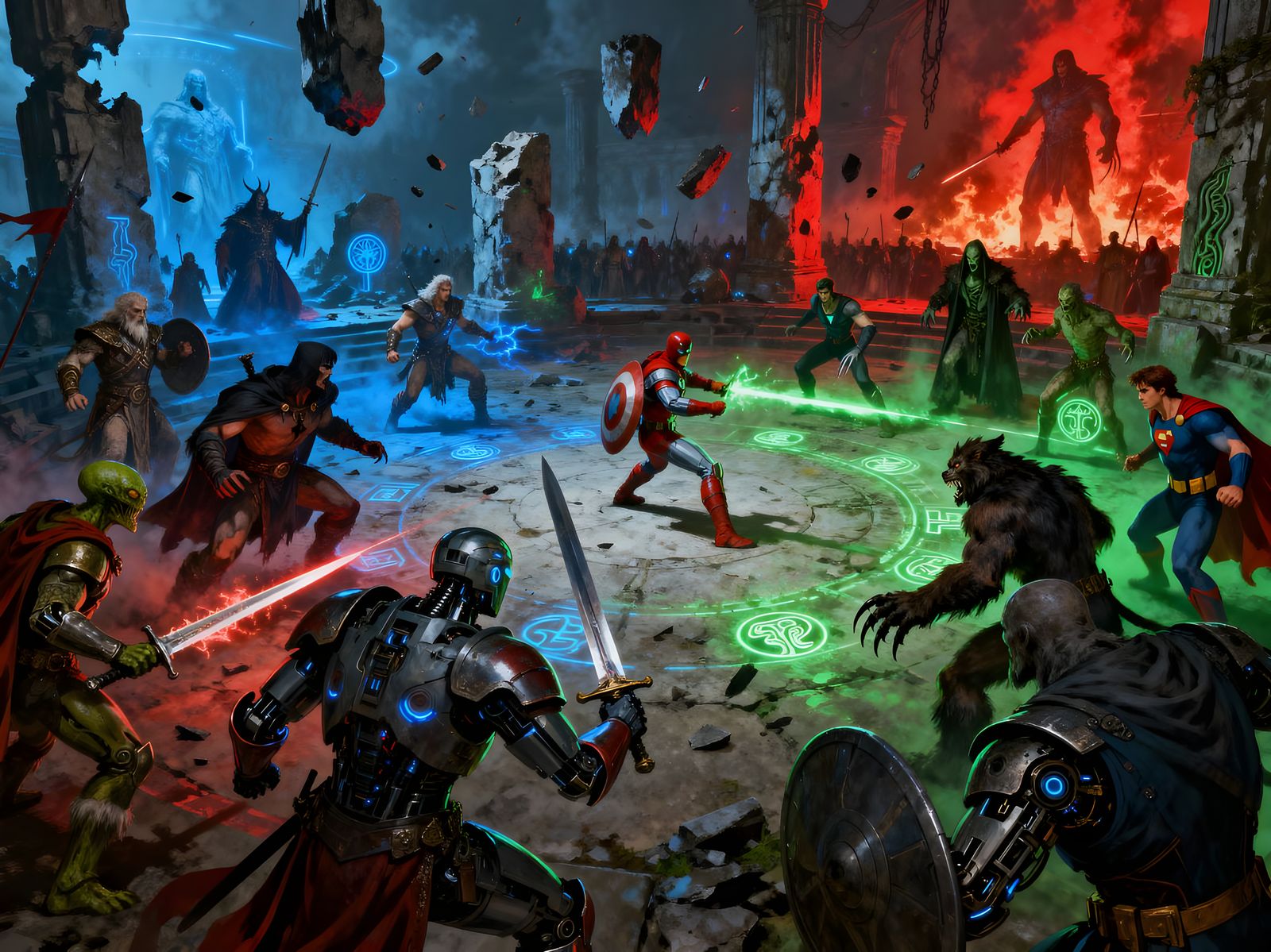 Epic Fantasy Sci-Fi Battle Arena Concept Art