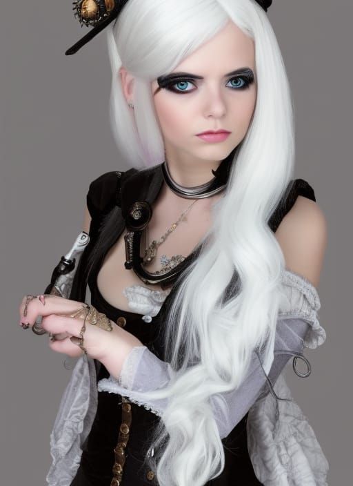 Steampunk Princess with White Hair