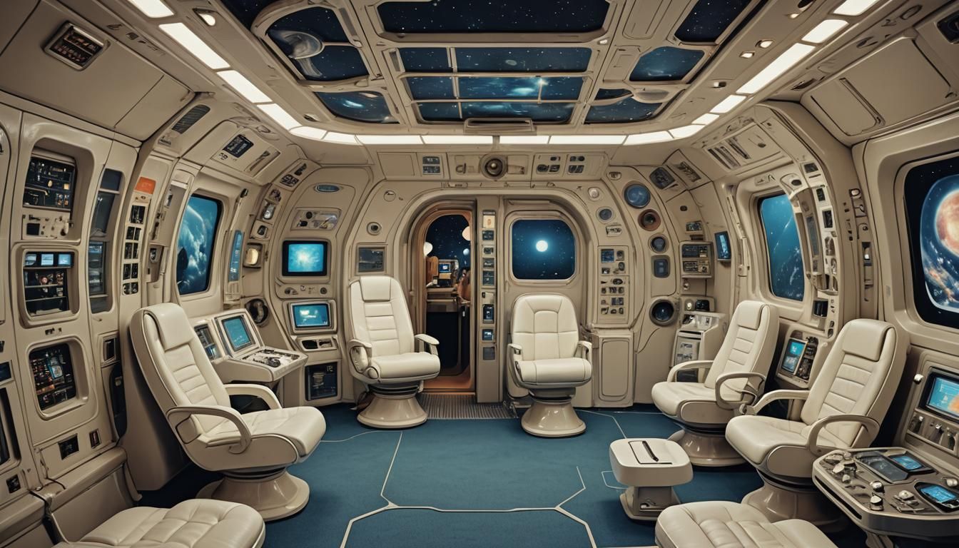 Futuristic Space Capsule Interior in Comic Book Style