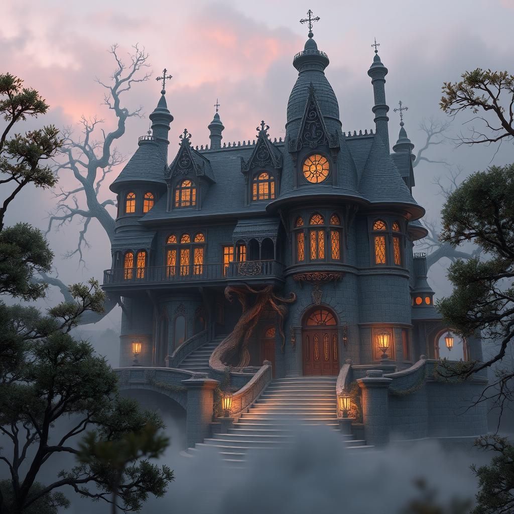 A steampunk bark bounded mansion