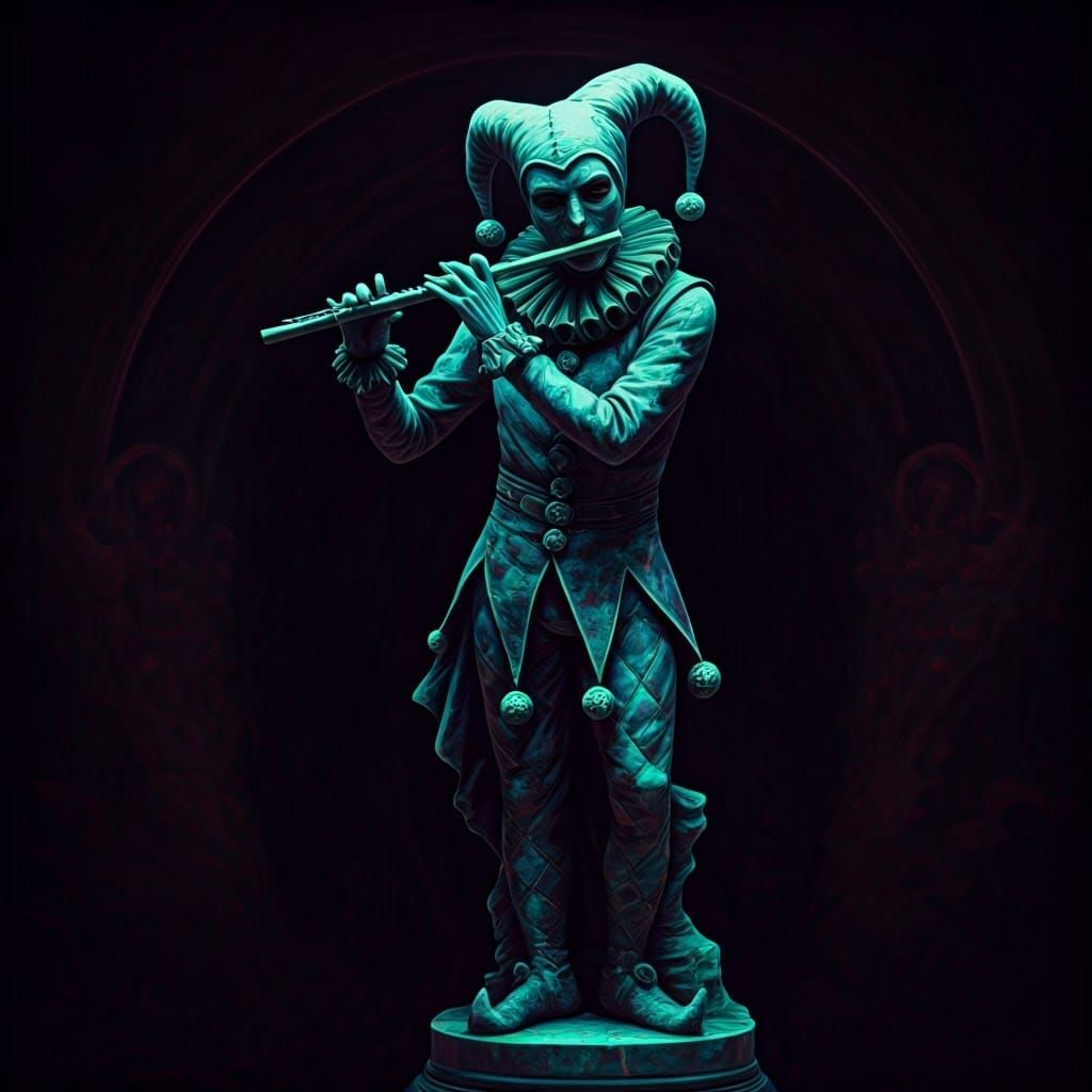 Sinister Jester with Eerie Flute in UV Light