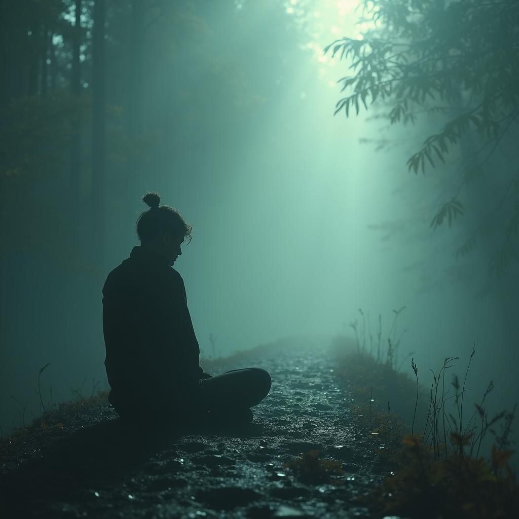 Serene Figure in Quiet Contemplation: Fantasy Concept Art