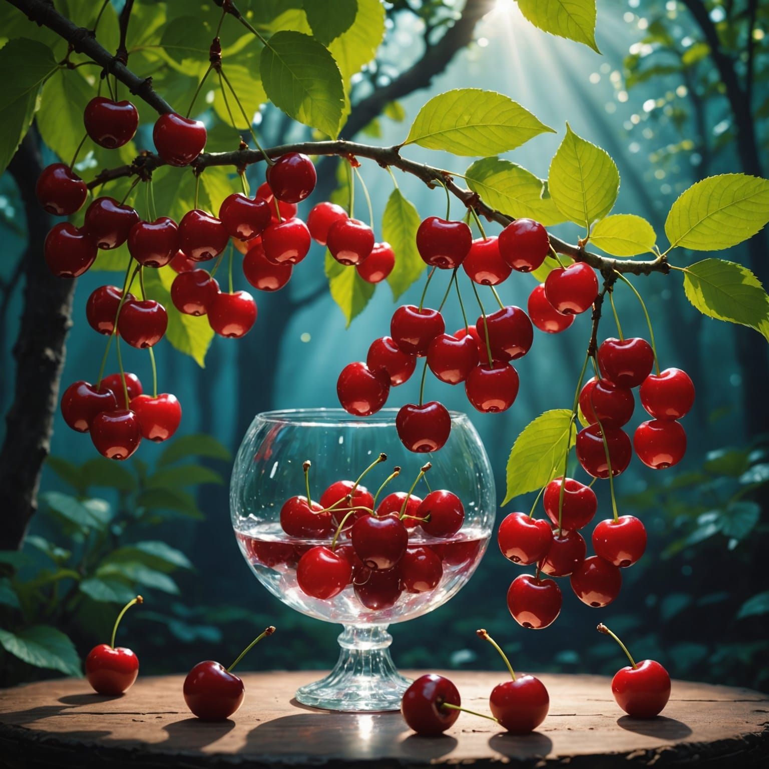 Mystical Cherries Shining in Utopian Light