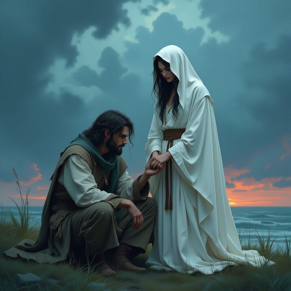 Storm Spirit and Empathetic Healer in Fantasy Art Style