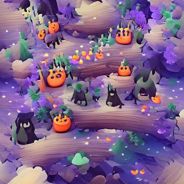 Whimsical Halloween Forest Scene