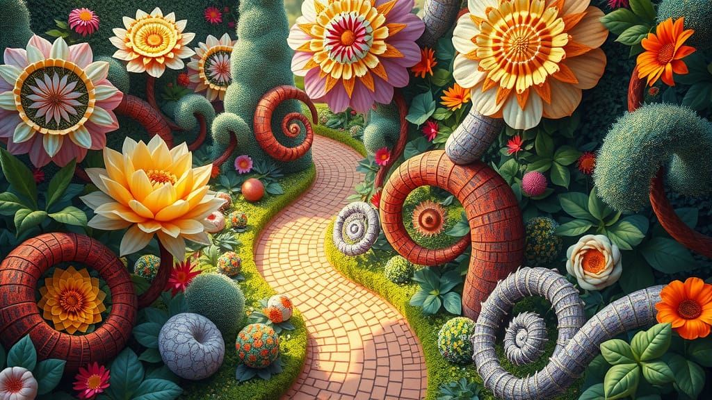 Whimsical Floral Spiral Garden