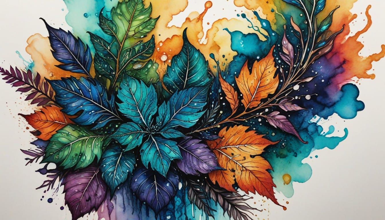 Magical Forest Creatures in Vibrant Alcohol Ink