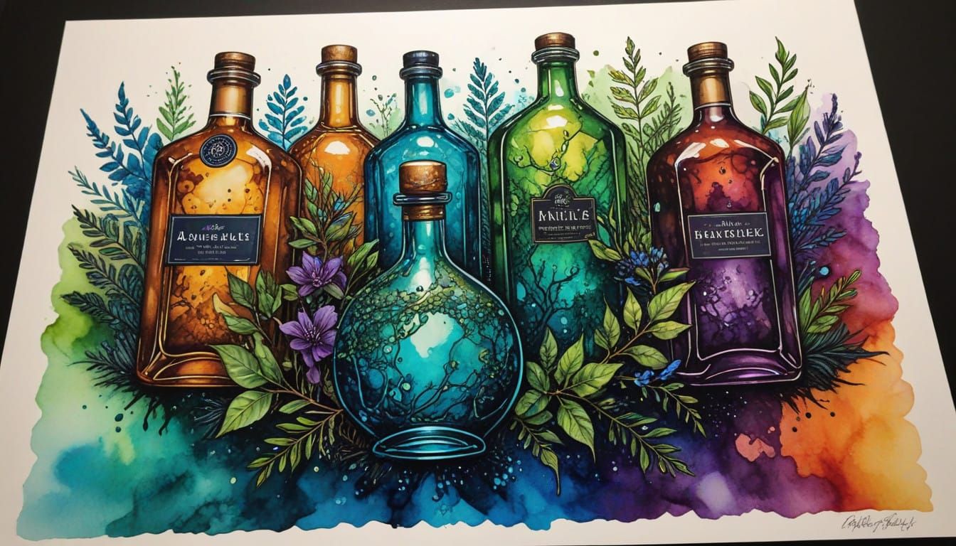 Enchanted Forest of Mythical Beings in Vibrant Ink
