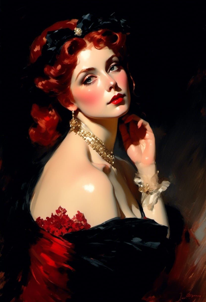 Woman in Regency Dress, Edward Cucuel Style