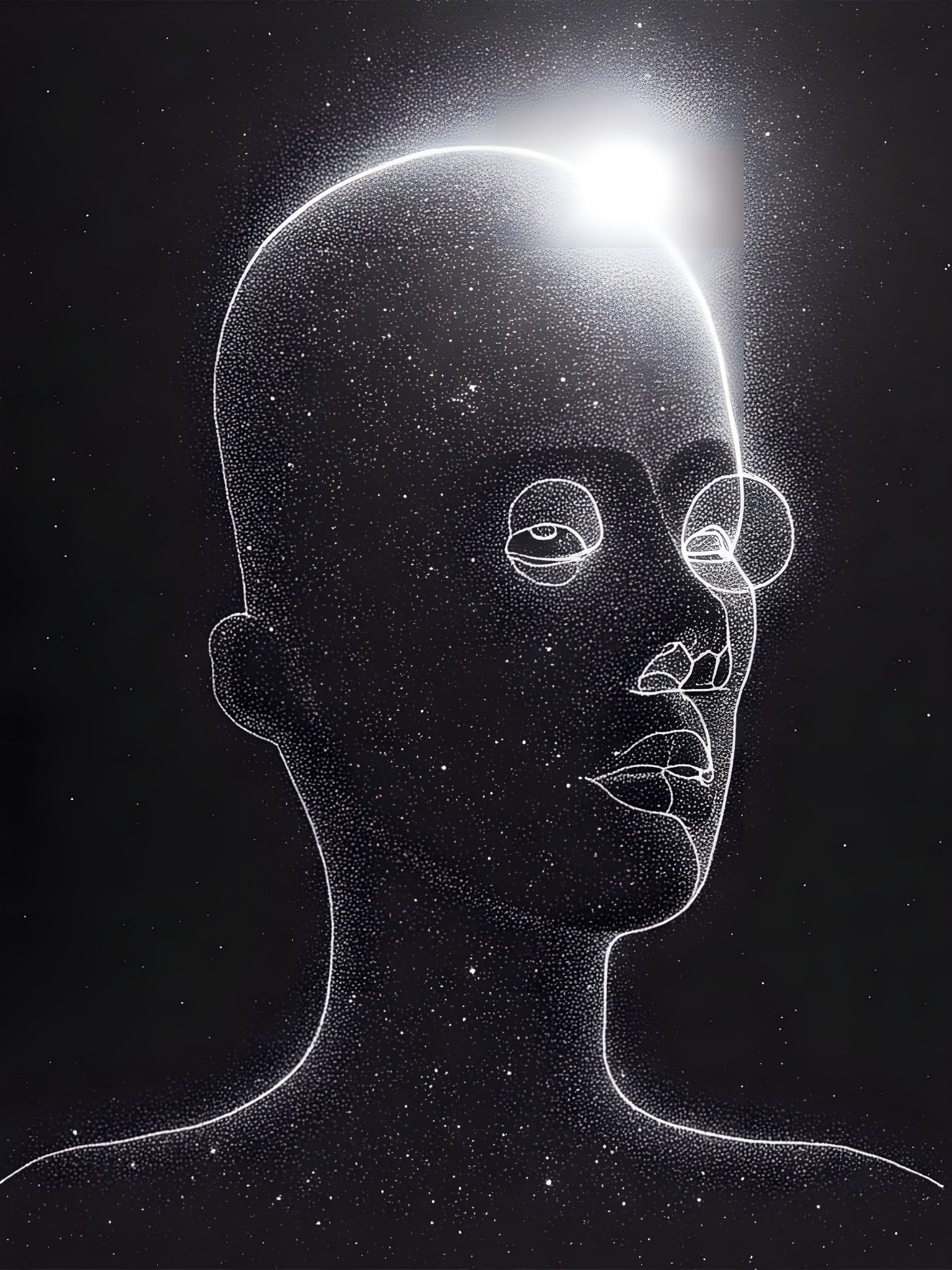 Indigo Glitch: Maximalist Constellation in Abstract Style