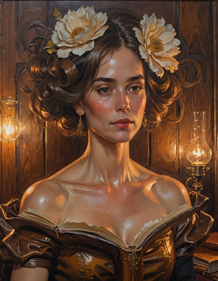 Woman Reading in Golden Light, Realistic Oil Painting