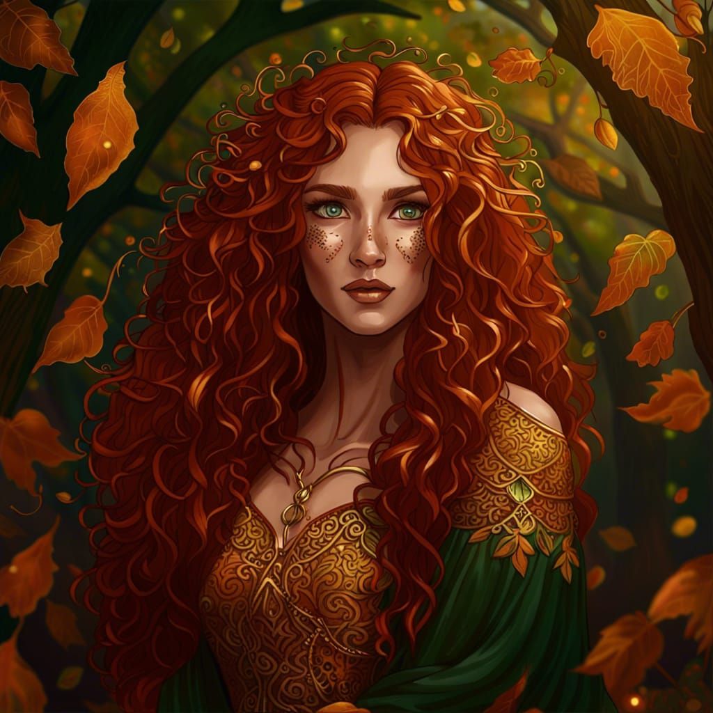 October Goddess in Digital Art Style