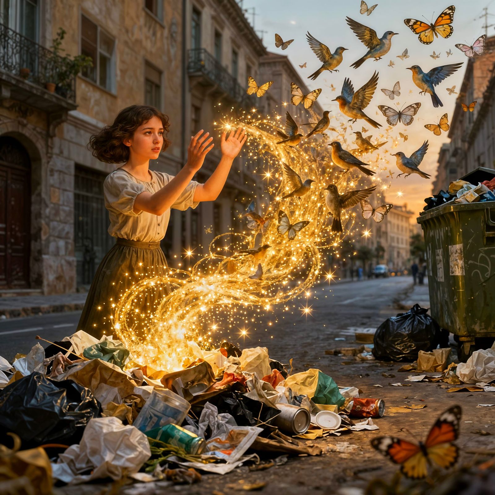 Youthful Magician Transforms Street Trash into Birds and But...