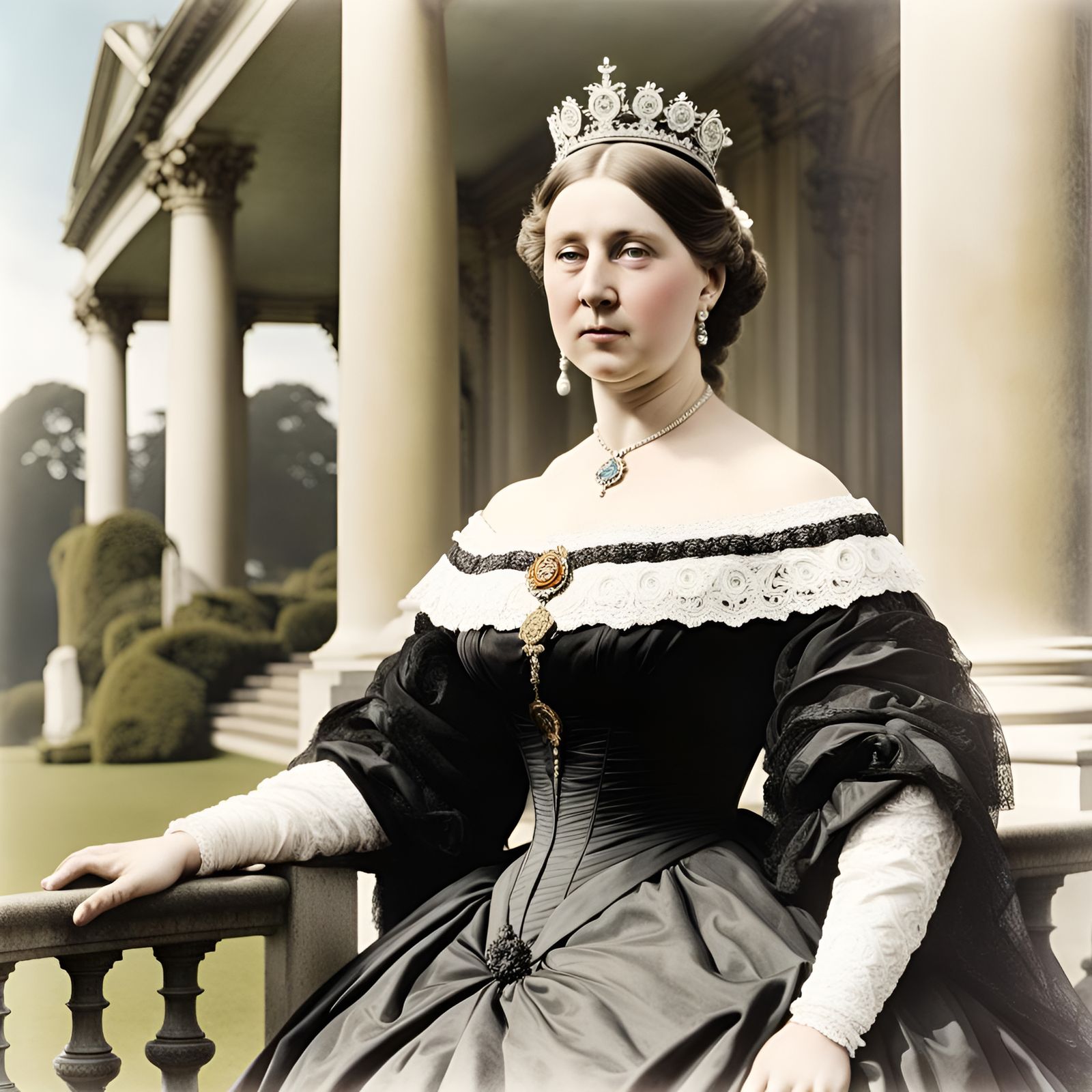 Young Queen Victoria at Osbourne House, Hand-Colored