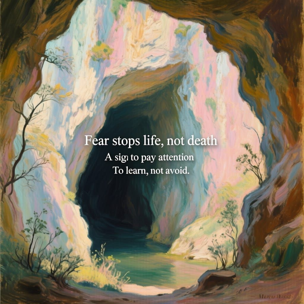 Impressionist Painting of Cave in Pastel Cliff