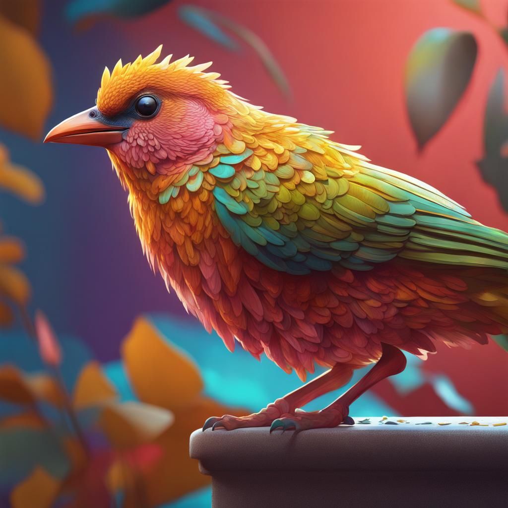 Intricate 8k Portrait of Duolingo Bird