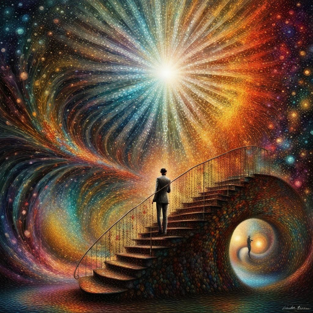 Fantastical Kinetic Art in Hyperrealism Pointillism Style