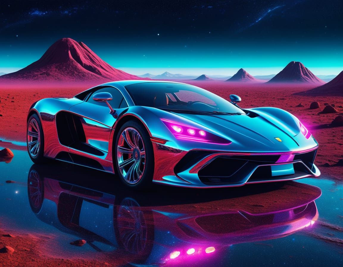 Chrome Supercar in Cosmic Landscape