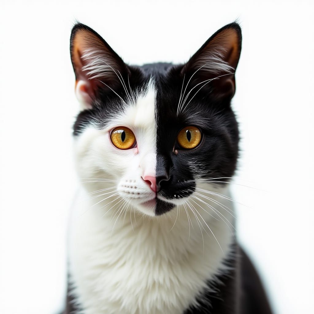 Symmetrical Cat Portrait in Amber Eyes