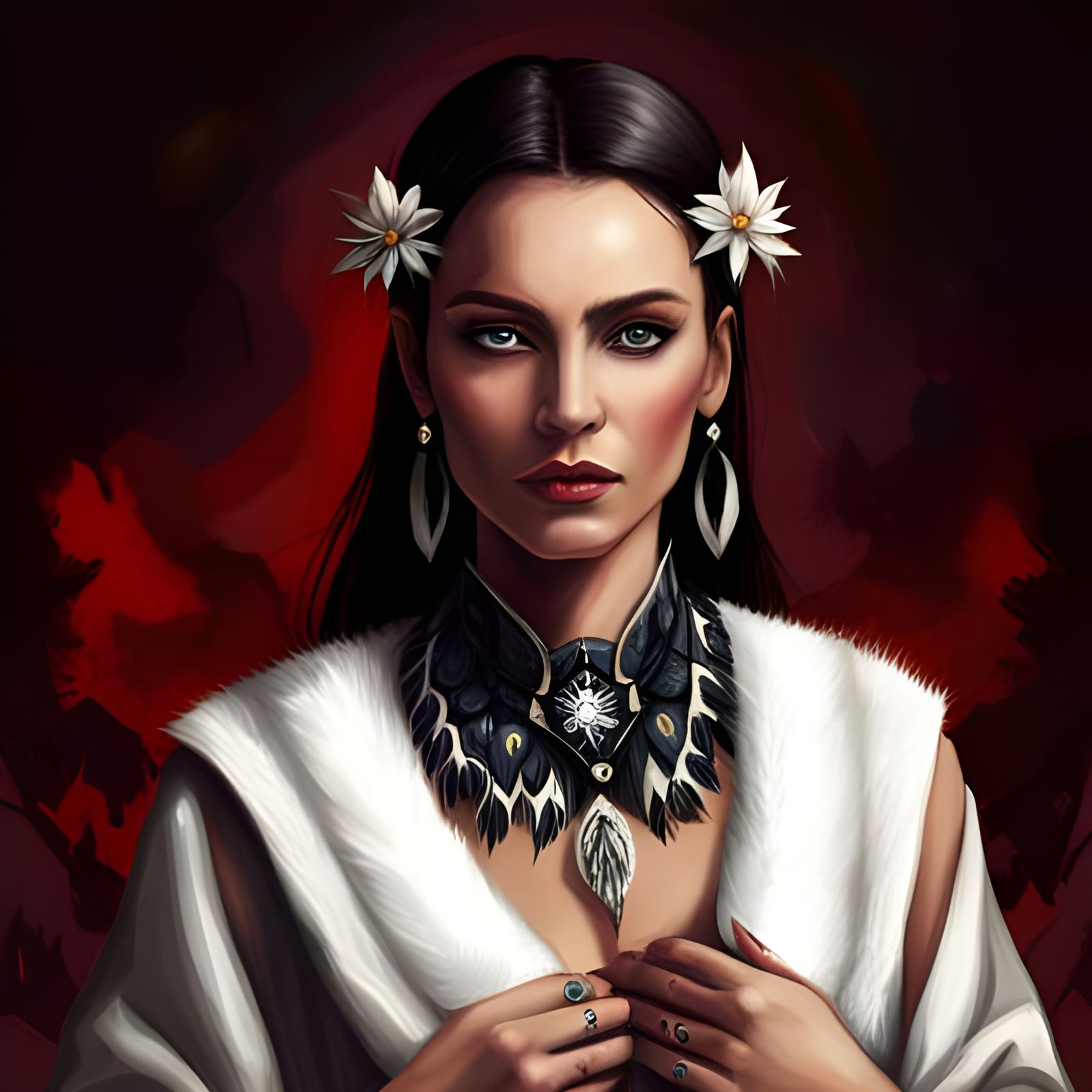 Badb Catha War Goddess in Detailed Oil Painting