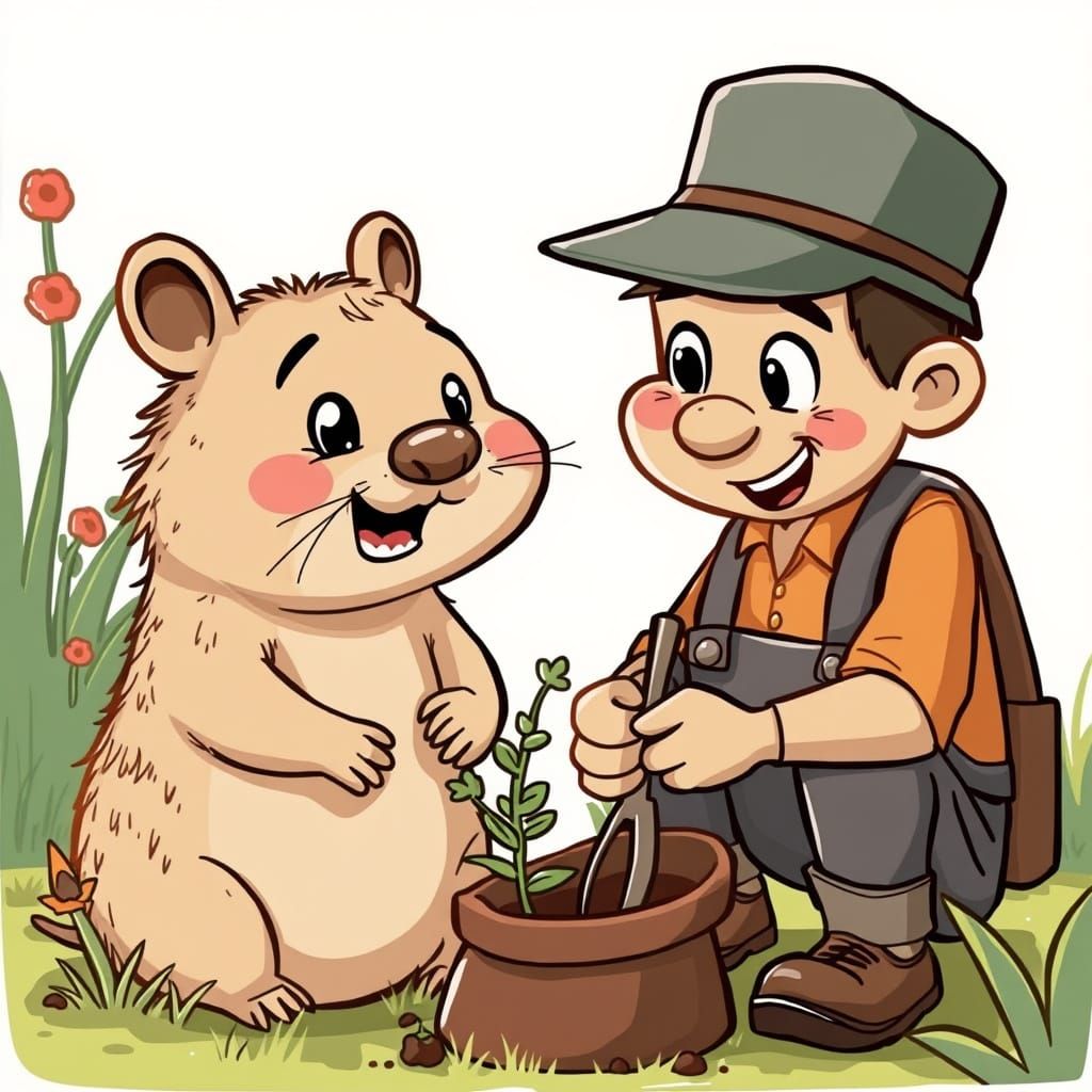 Gopher and Gardener: Unlikely Cartoon Friends