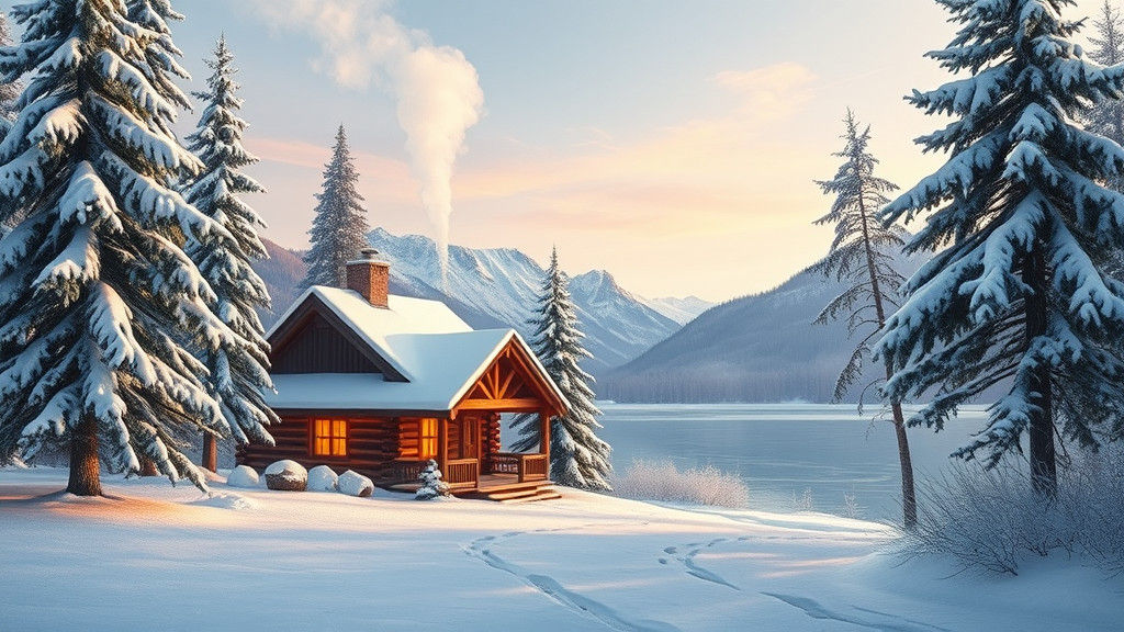 Winter Cabin Retreat in a Snowy Landscape
