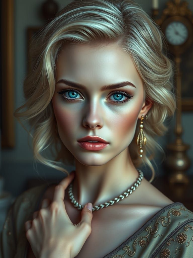 Blue Eyed Blonde in Hyperdetailed 16K Resolution