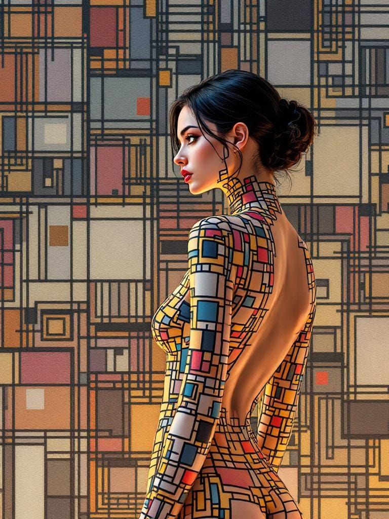Geometric Fusion: Anime Style Meets Body Art
