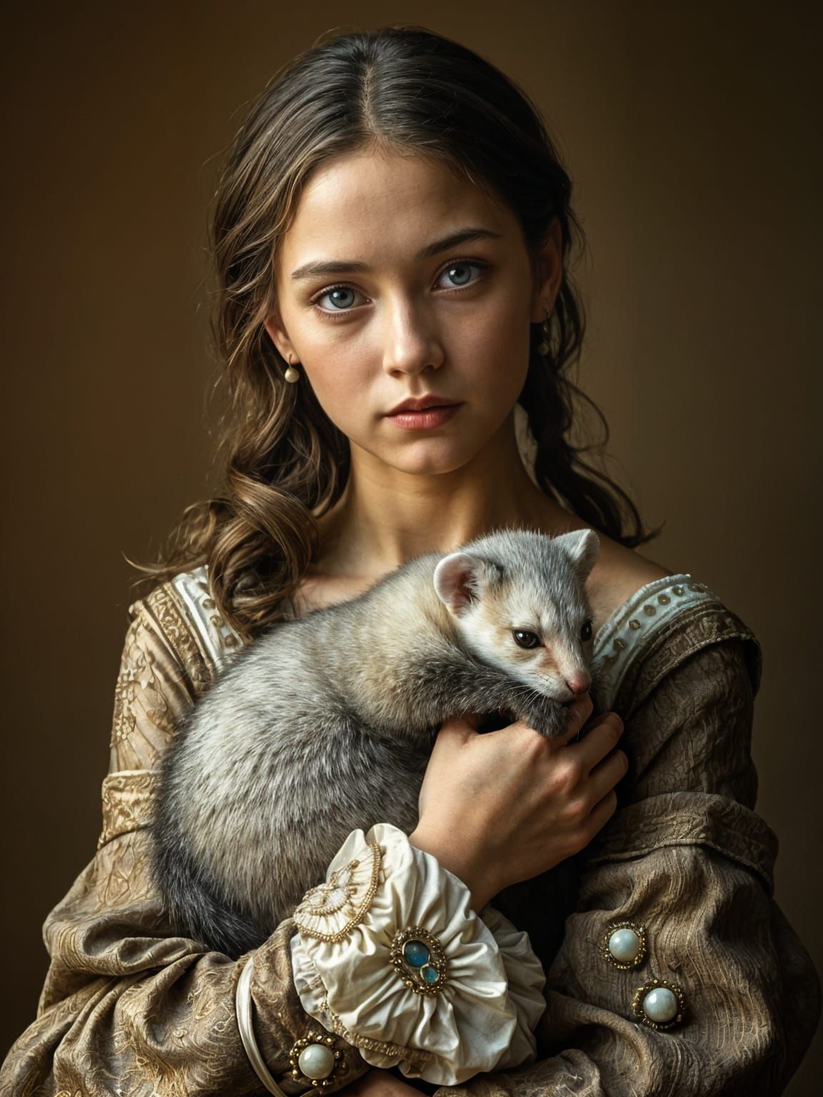 Renaissance Portrait of Girl with Ermine